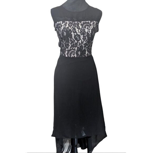 Zink London Black Lace Maxi High Low Dress Cocktail Evening Goth Glam L - Picture 1 of 9